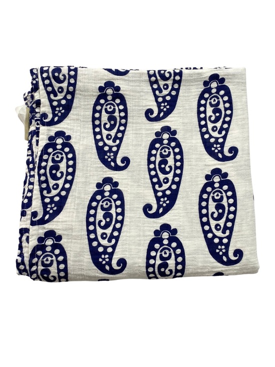 Pottery Barn Kids Other - Pottery Barn Kids Organic Cotton Muslin Paisley Blanket 50x50 Blue White Throw
